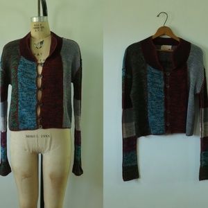 vintage 1960s multi color cardigan | color block
